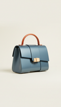 Steel blue sculptural handbag